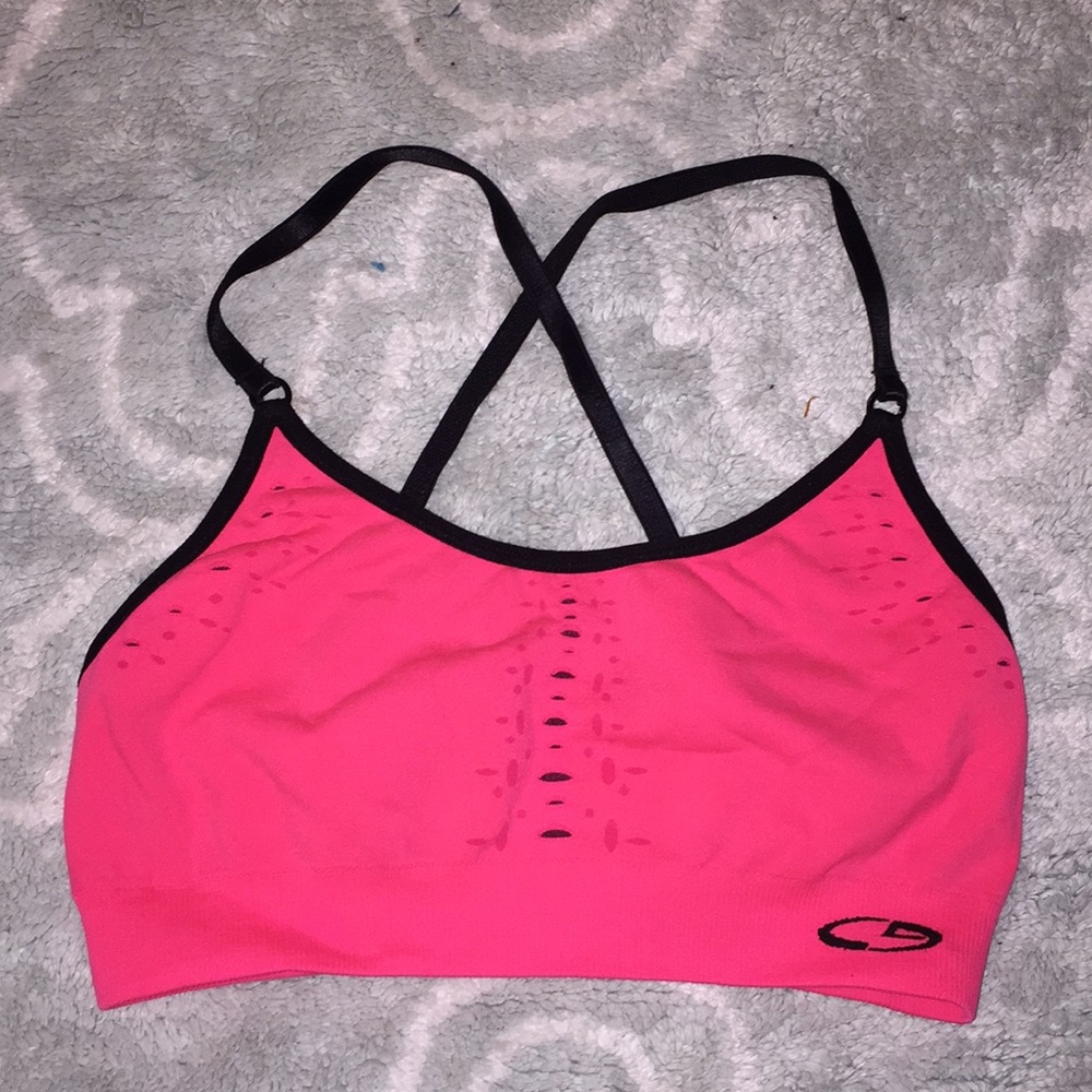 Pink sports bra